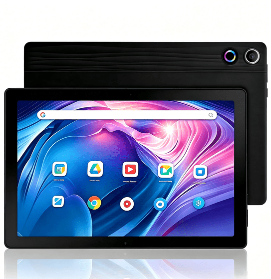 AEEZO 10.1 Inch Tablet, Octa-Core Touch Screen Tablet, 10GB RAM+64GB ROM(Expand to 1tb), 5MP+8MP Dual Cameras, Dynamic Halo, Face ID, Bluetooth, WiFi 6, 5000mAh Battery,Black
