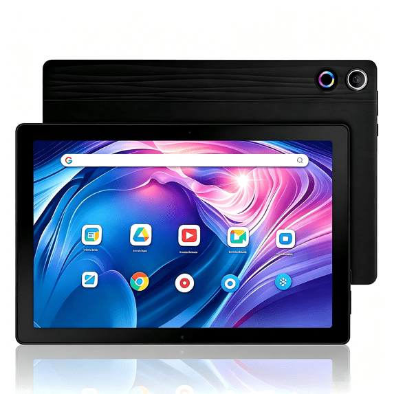 AEEZO 10.1 Inch Tablet, Octa-Core Touch Screen Tablet, 10GB RAM+64GB ROM(Expand to 1tb), 5MP+8MP Dual Cameras, Dynamic Halo, Face ID, Bluetooth, WiFi 6, 5000mAh Battery,Black