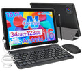 BUFO 10 Inch Tablet with Gemini AI and Keyboard set, 34GB+128GB, 6000mAh, Face Unlock, Android 16, Black