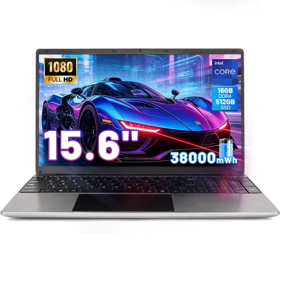 AEEZO 15.6 inch Laptop, 16GB RAM 512GB ROM, N5095,Intel Celeron Quad-Core ,1080P FHD, 38000mWh Battery, Laptop Computers Support WiFi, Bluetooth, Type-C, TF Card