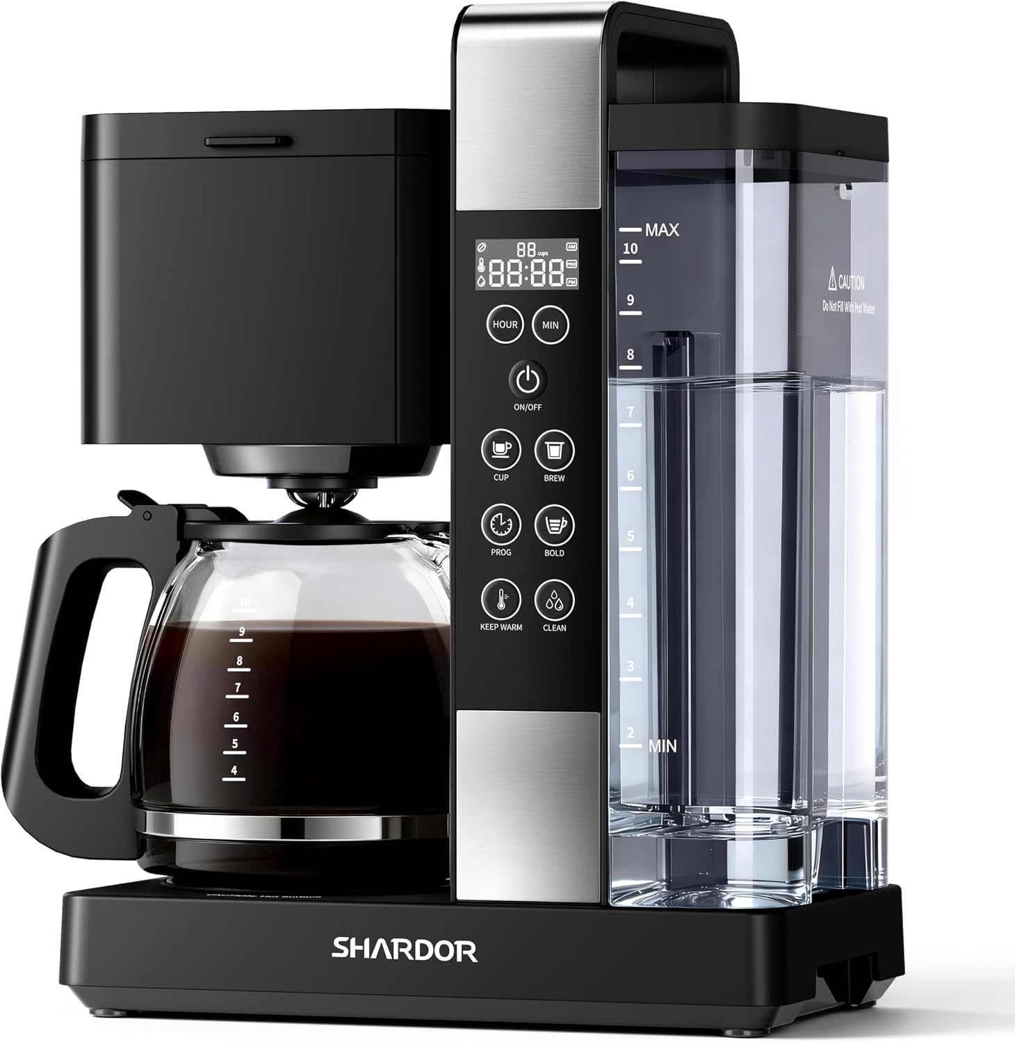 10-Cup Coffee Maker, Programmable Drip Coffee Machine with 2–10 Cup Setting, Adjustable Keep-Warm Control, Removable 50oz Water Tank, Brew Strength Control & Brew Pause, Black