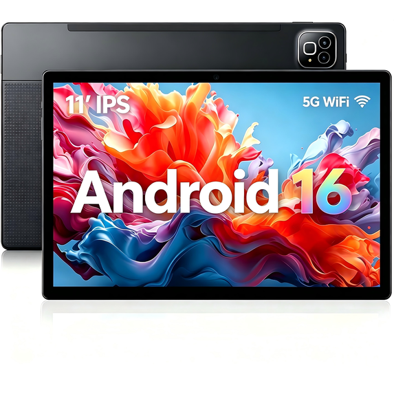 BUFO 2026 Android 16 Tablet 11inch, Face Unlock, 32GB+256GB+1TB Expand, Octa-core CPU, 7800mAh Large Battery, WiFi6, Touchscreen Display, Widevine L1,Black