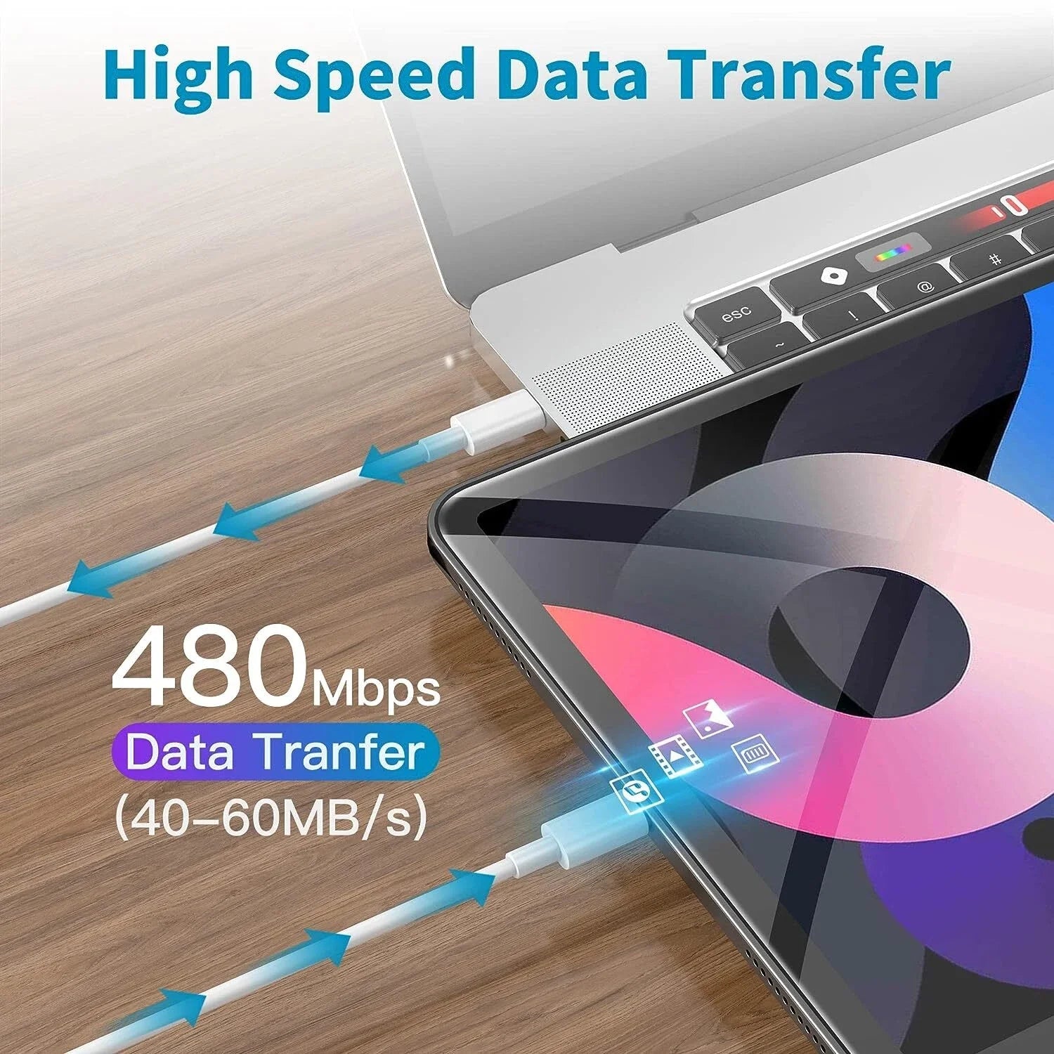 USB-C to USB-C Fast Charging Cable Type C Quick Data SYNC Cable