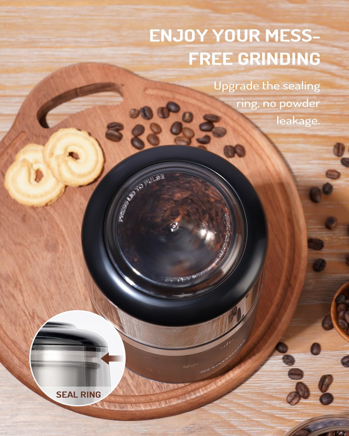 GDOR Super Silent Coffee Grinder Electric, Coffee Bean Grinder, Espresso Grinder with 1 Removable Stainless Steel Bowl