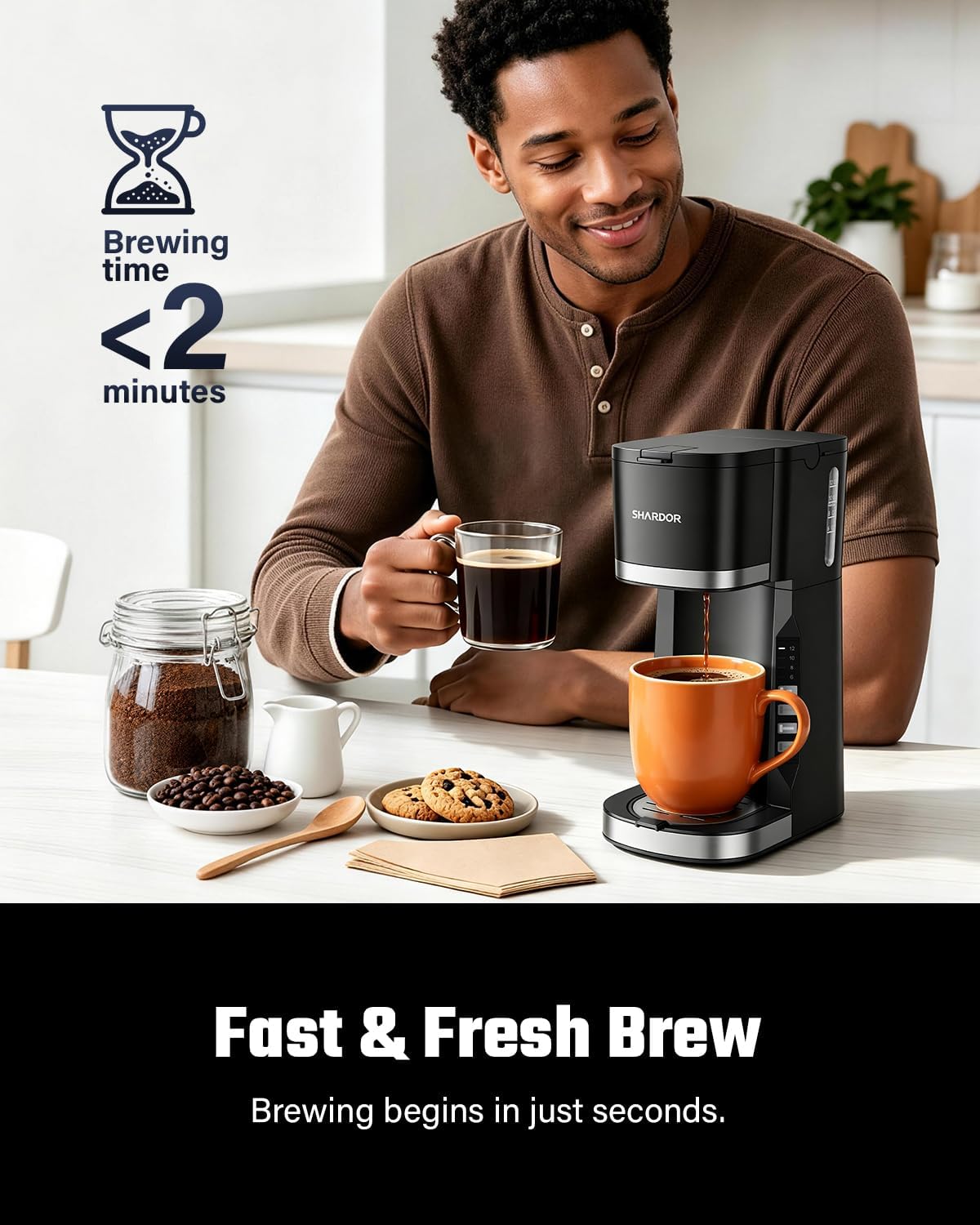 Mini Single Serve Coffee Maker for K-Cup Pods & Grounds, Hot & Iced