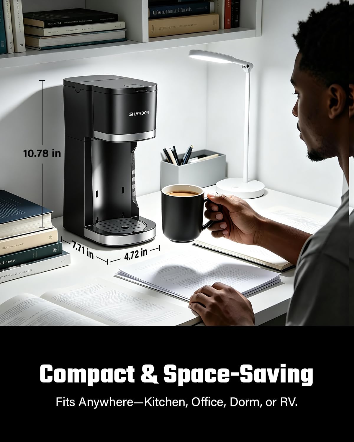 Mini Single Serve Coffee Maker for K-Cup Pods & Grounds, Hot & Iced