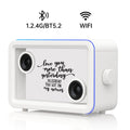 AEEZO Bluetooth Speaker,with HD sound Hi-Fi Soundbar Speaker and Transparent Glass Screen, Dynamic Floating Lyrics, Digital Frame Function, LED Light Show,2.4G Wifi - White