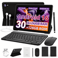 AEEZO Gemini AI 10 Inch Tablet with Keyboard set, 30GB+128GB, Android 16 Octa-Core & Split Screen, Wi-Fi 6, Dual Cameras, 5000mAh, Black