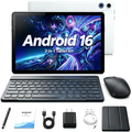 BESTSKI Android 16 10.1 Inch 2-in-1 Tablet Bundle, 20GB + 64GB (1TB Expandable) with Keyboard, Mouse, Stylus & Case, White