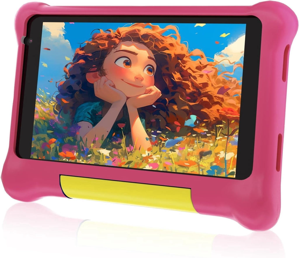 BESTSKI 7 Inch Kids Tablet with Case for Toddler, 24GB RAM+128GB ROM, IPS HD Screen, Ukidoz Pre-install, Purple