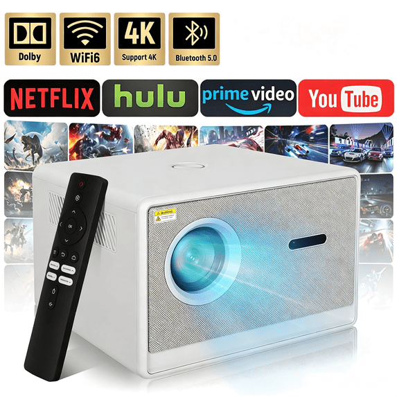ANMESC Native 1080P 4K Projector with 5G WiFi Bluetooth, 600 ANSI Outdoor Movie Home Theater