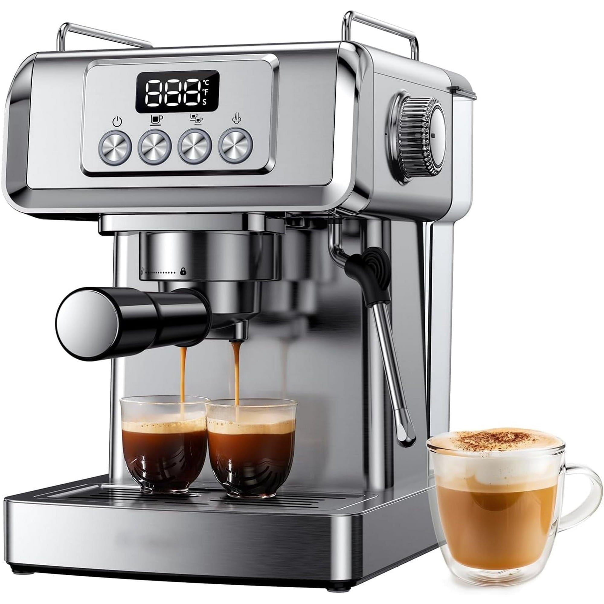GDOR 1350W Espresso Machine 20 Bar with Milk Frother Steam Wand, Professional Manual Latte & Cappuccino Maker for Home, 60 Oz Water Tank, Temperature Display, Stainless Steel